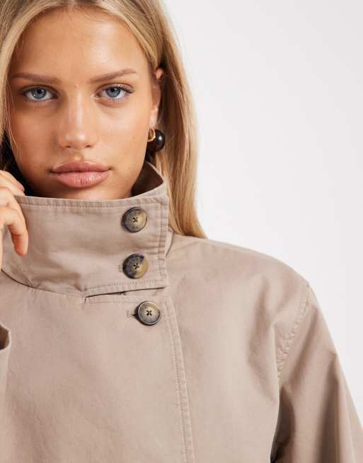 Object - Trench court boutonné de qualité supérieure - Taupe, 4 de 4
