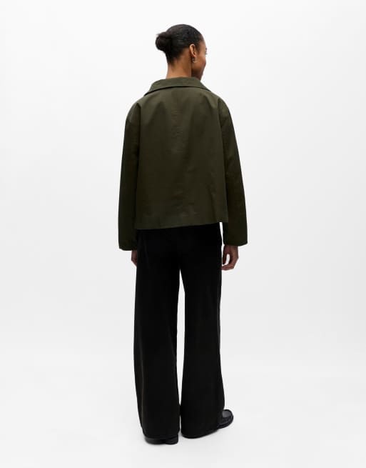 Object trench funnel neck jacket in dark green, 2 of 6