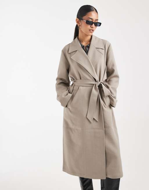 Object - Trench sartoriale leggero allacciato in vita color tortora