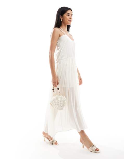 Object tulle maxi slip dress in off white - view 1