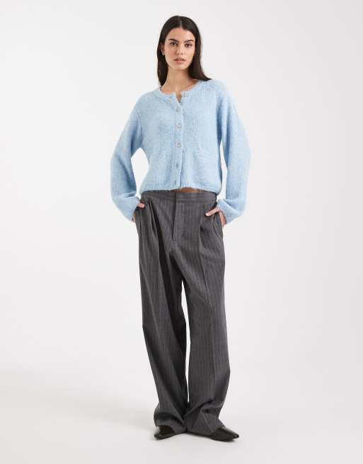 Object – Turkos, stickad kofta med slouchy stil och ficka, 3 av 4
