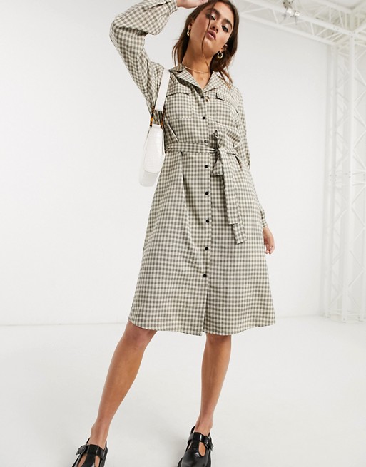 Object utility shirt dress in check print