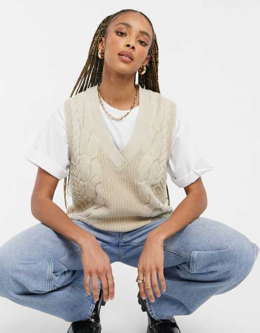 Snooze Speciaal vertel het me Object v neck sweater vest in cream | ASOS