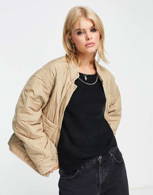 Veste beige courte hot sale