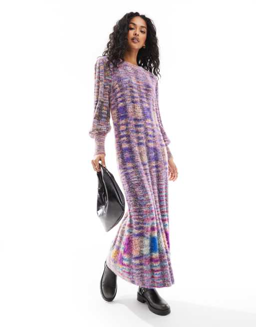 Object - Vestito lungo in maglia soffice multicolore 
