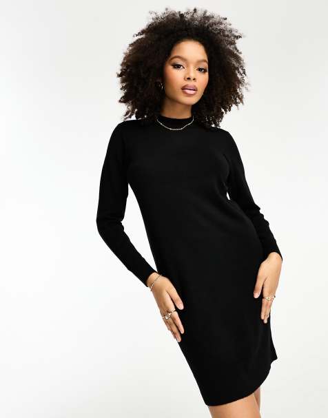 Object - Vestito maglione corto accollato nero - view 1