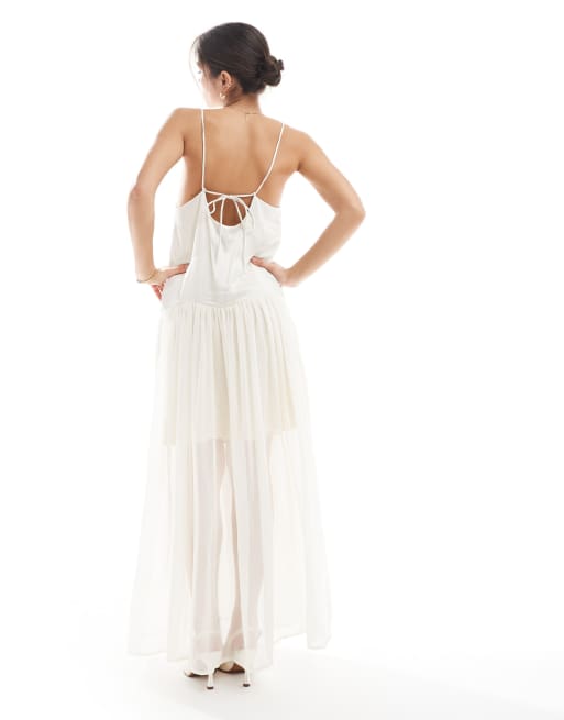 Object Vestito sottoveste lungo in tulle bianco sporco ASOS