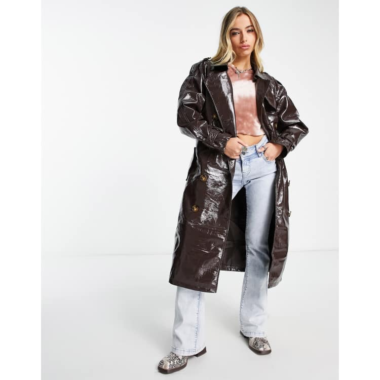 Womens vinyl trench on sale coat