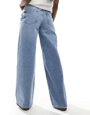 Object Western Detail Straight Leg Jeans In Blue