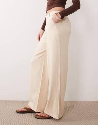 Object Wide Leg Chambray Pants In Brown
