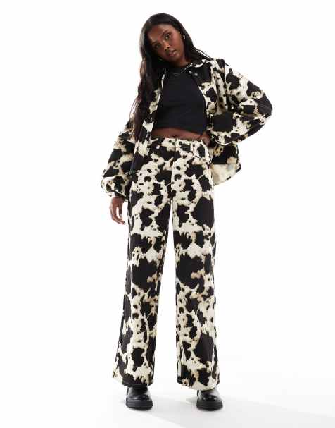 Object wide leg jeans in cow print - part of a set - view 1