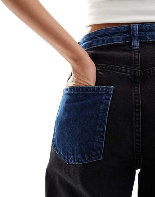 Object wide leg jeans with contrast waistband in washed black (part of a set), 5 of 5