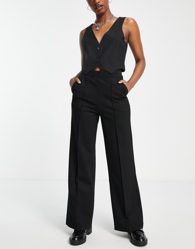 Object - wide leg jersey trousers in black