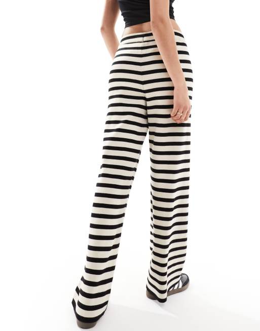 Object wide leg knit pants in monochrome stripe - part of a