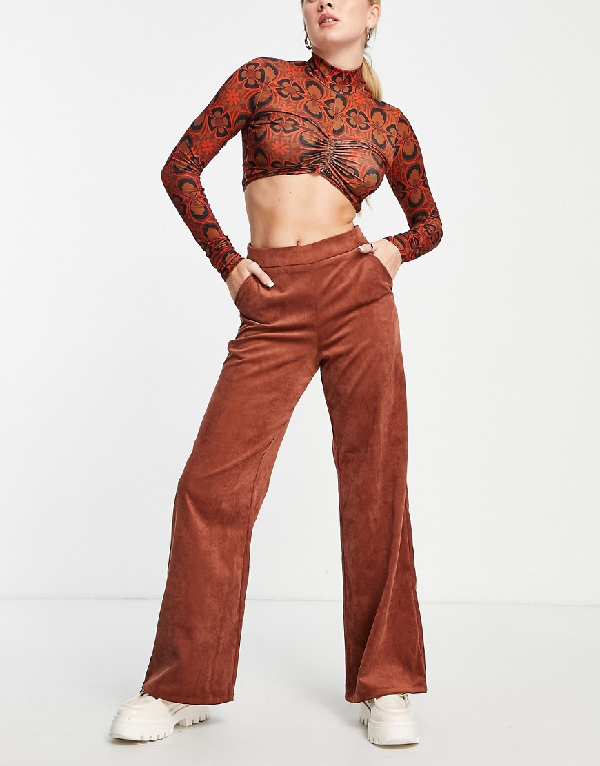 Object wide leg pant in brown