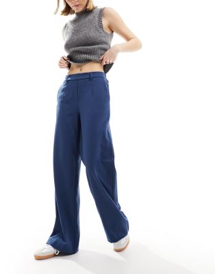 wide leg pants in dark denim blue