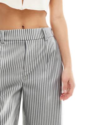 Object wide leg pants in gray stripe