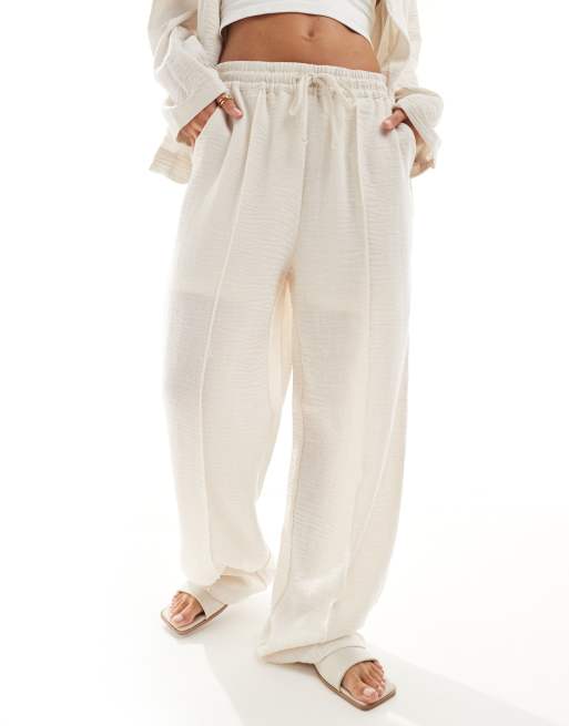 Object wide leg pants with seam detail in off white (part of a set)