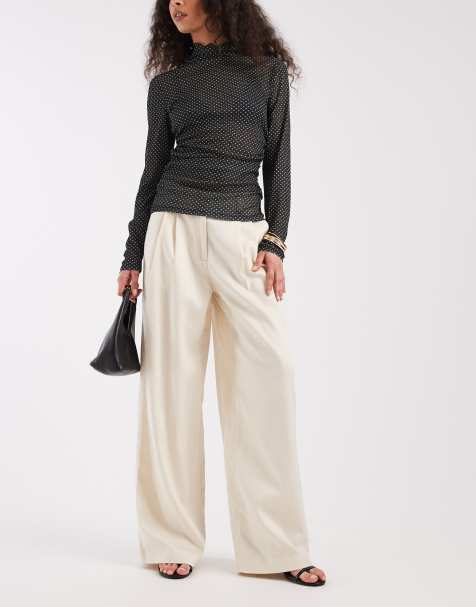 Object wide leg pleated pants in birch - view 1