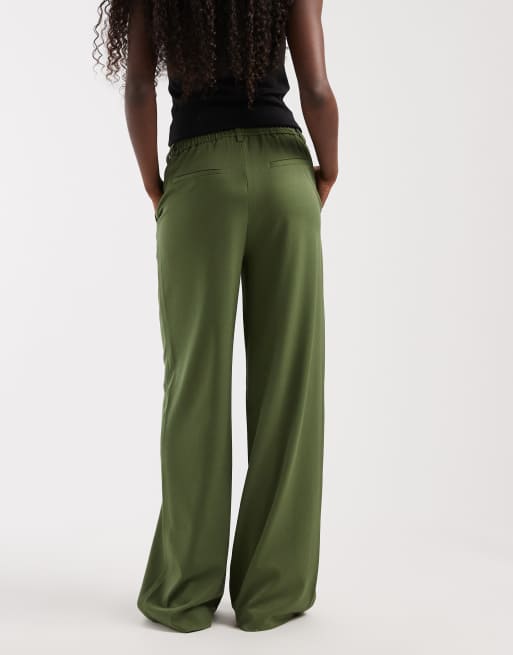 Object wide leg tailored pants in bronze green, 2 of 5