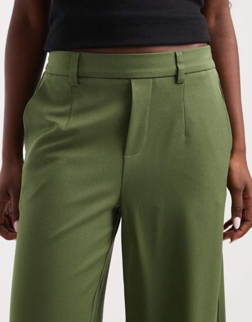 Object wide leg tailored pants in bronze green, 4 of 5
