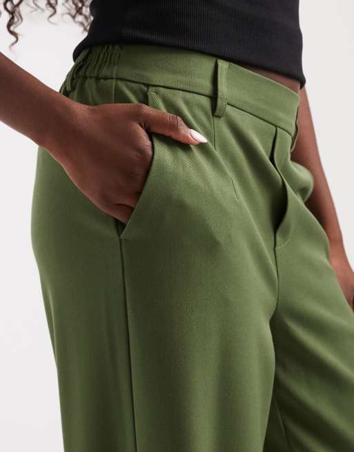 Object wide leg tailored pants in bronze green, 5 of 5