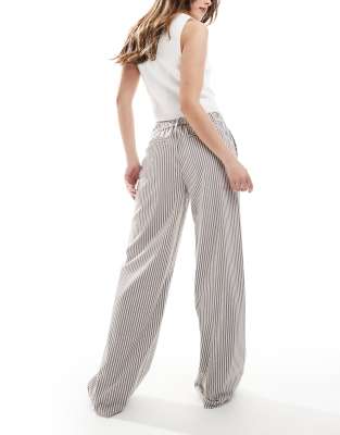 Object Wide Leg Tailored Pants In Brown