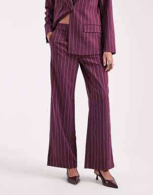Object Wide Leg Tailored Pants In Red