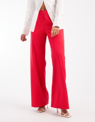 Object Wide Leg Tailored Pants In Red