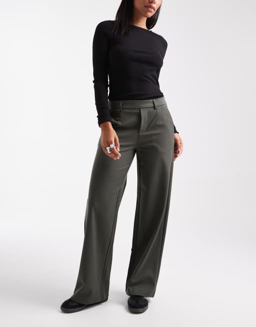Object wide leg tailored pants in khaki, 2 of 5