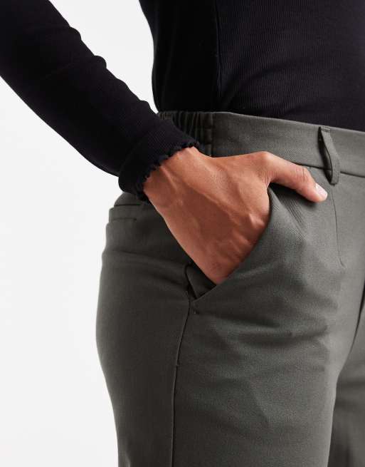 Object wide leg tailored pants in khaki, 3 of 5