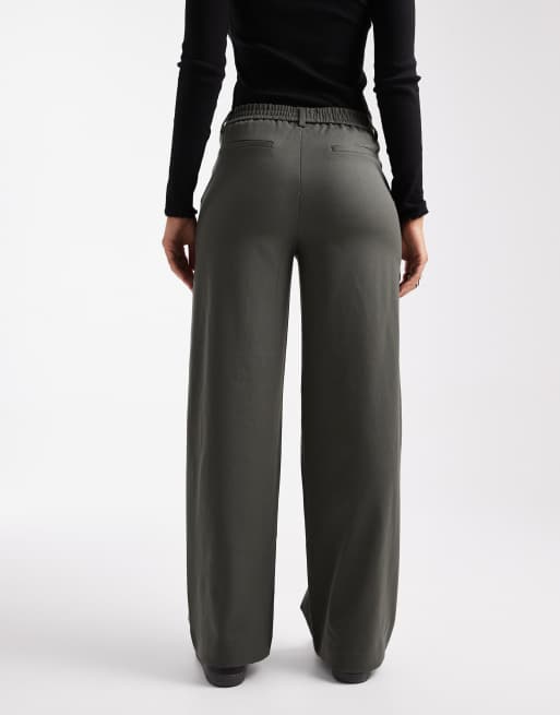 Object wide leg tailored pants in khaki, 5 of 5