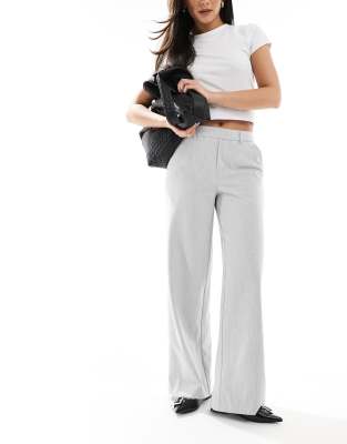 wide leg tailored pants in light gray melange