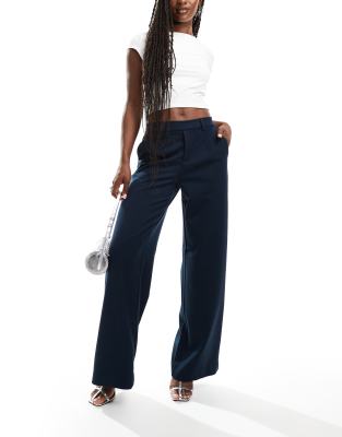 wide leg tailored pants in navy