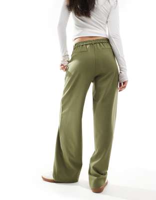 Object Wide Leg Tailored Pants In Green