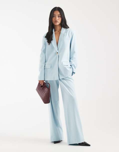 Object wide leg tailored trouser co-ord in skylight - view 1