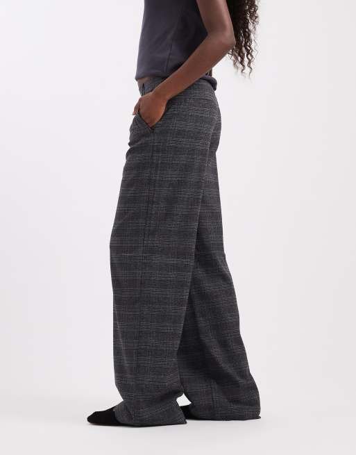 Object wide leg tailored trouser in dark grey check, 2 of 5
