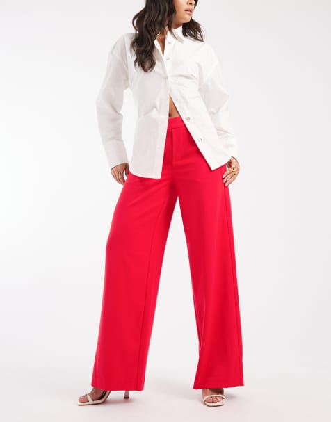 Object wide leg tailored trouser in fiery coral - view 1