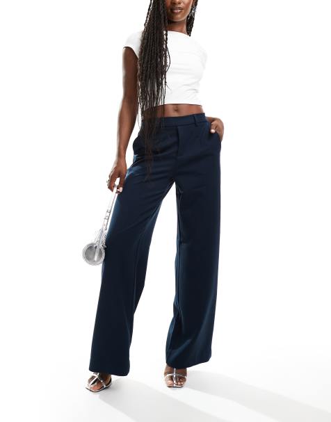 Object wide leg tailored trouser in navy - view 1
