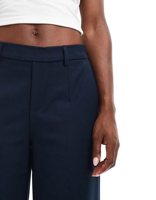 Object wide leg tailored trouser in navy , 4 of 5