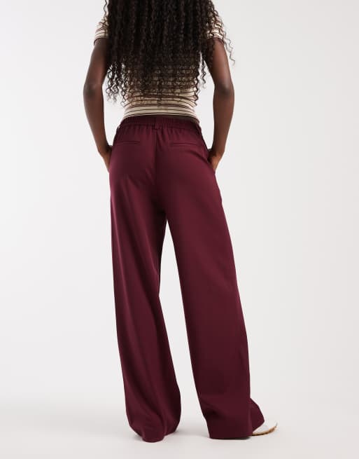 Object wide leg tailored trousers burgundy, 3 of 5