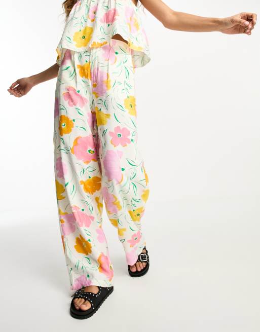 Yellow store floral pants