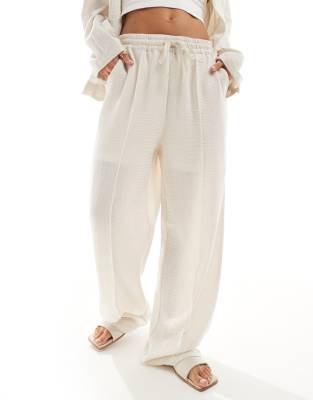 Object wide leg trouser co-ord with seam detail in off white