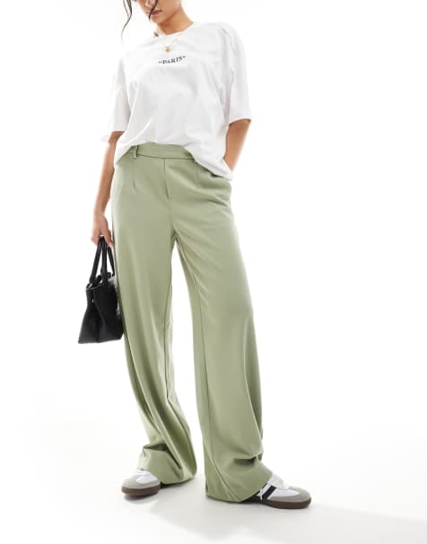 Object wide leg trousers in tea green - view 1
