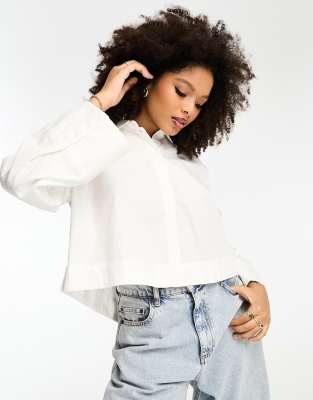 Object wide sleeve cropped shirt in white - view 1