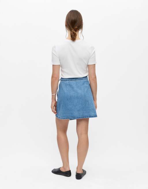 Object wikkelrok in lichtblauwe denim, 2 van 5
