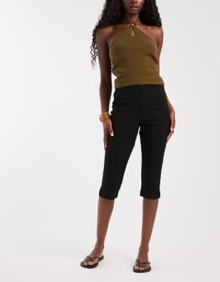 Object Woven Capri Pants In Black