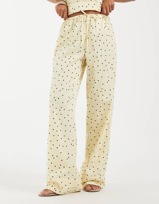 Object woven wide leg pants in yellow polka dot print (part of a set), 2 of 5