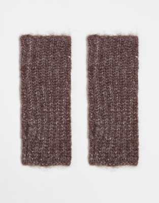 Object wrist warmer gloves in brown melange