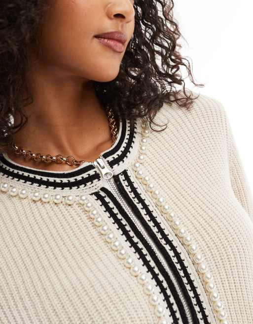 トップス THEREDTHREAD S contrast zip knit ivory Men's Madison Quarter Zip Cashmere Sweater in Ivory – Lorenzo Uomo